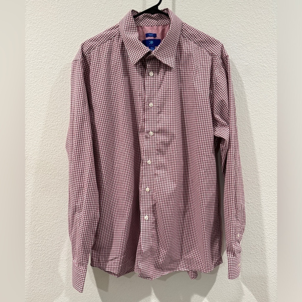 Egara Plaid Red White Black Plaid Button Front Collared Dress Shirt Size XL